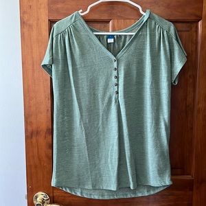 2 FOR 1! Old Navy Red + Green Short Sleeve Quarter Button Up Shirts